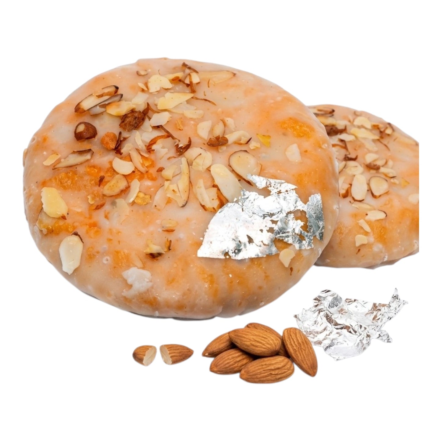 Badam Saata | Sindhi Almond Mithai with Sugar Glaze & Silver Varq