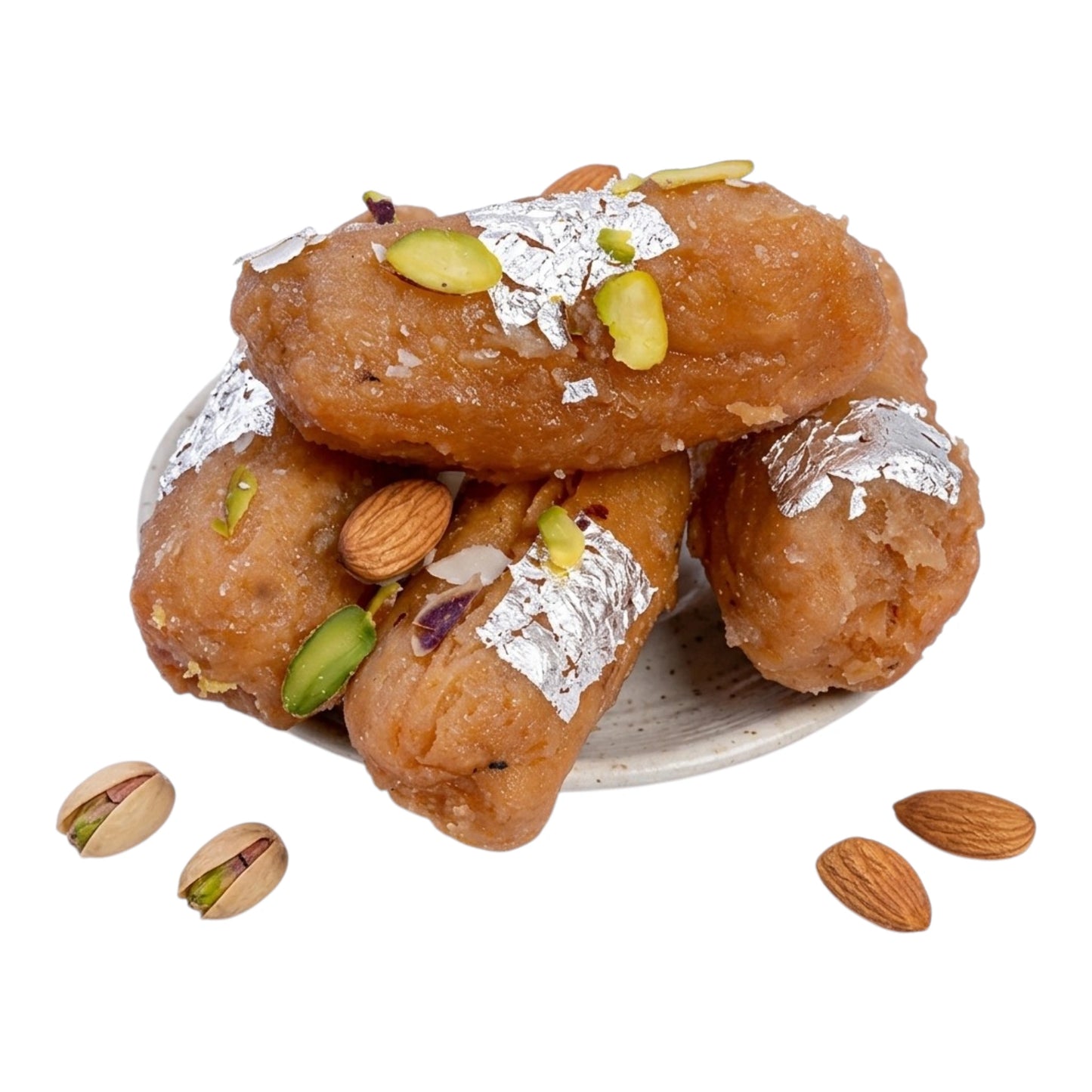 Sindhi Tosha | Fried Sugar Glazed Sweet Rolls Mithai with Pista