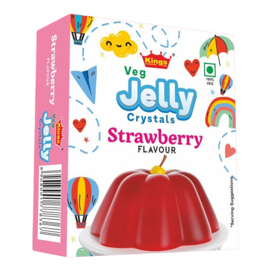 Veg Jelly Crystals | Strawberry Flavour (100% Veg & Gelatin Free) | 90gm